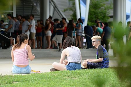 Students sitting at the Student Union