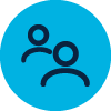 staff icon with two figures in blue in a cyan circle