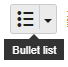 Bullet list icon hovered in WYSIWYG editor