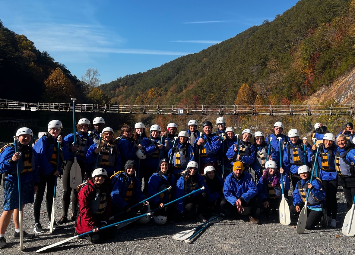 students white water rafting