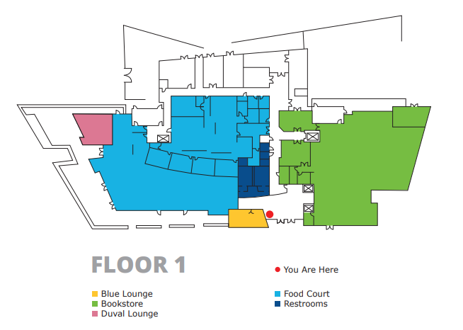 Floor plan for first floor west building of the Student Union.